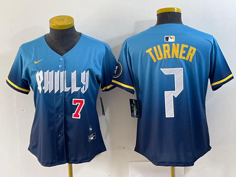 Women's Trea Turner Philadelphia Phillies Blue 2024 City Connect Player Jersey