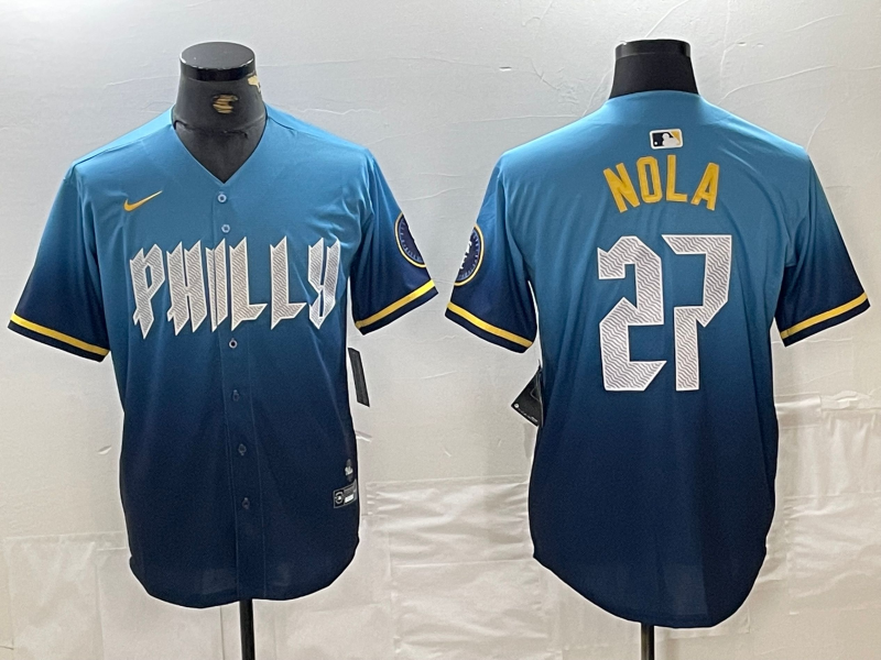 Men's Aaron Nola Philadelphia Phillies Blue 2024 City Connect Player Jersey