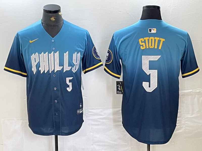 Men's Bryson Stott Philadelphia Phillies Blue 2024 City Connect Player Jersey