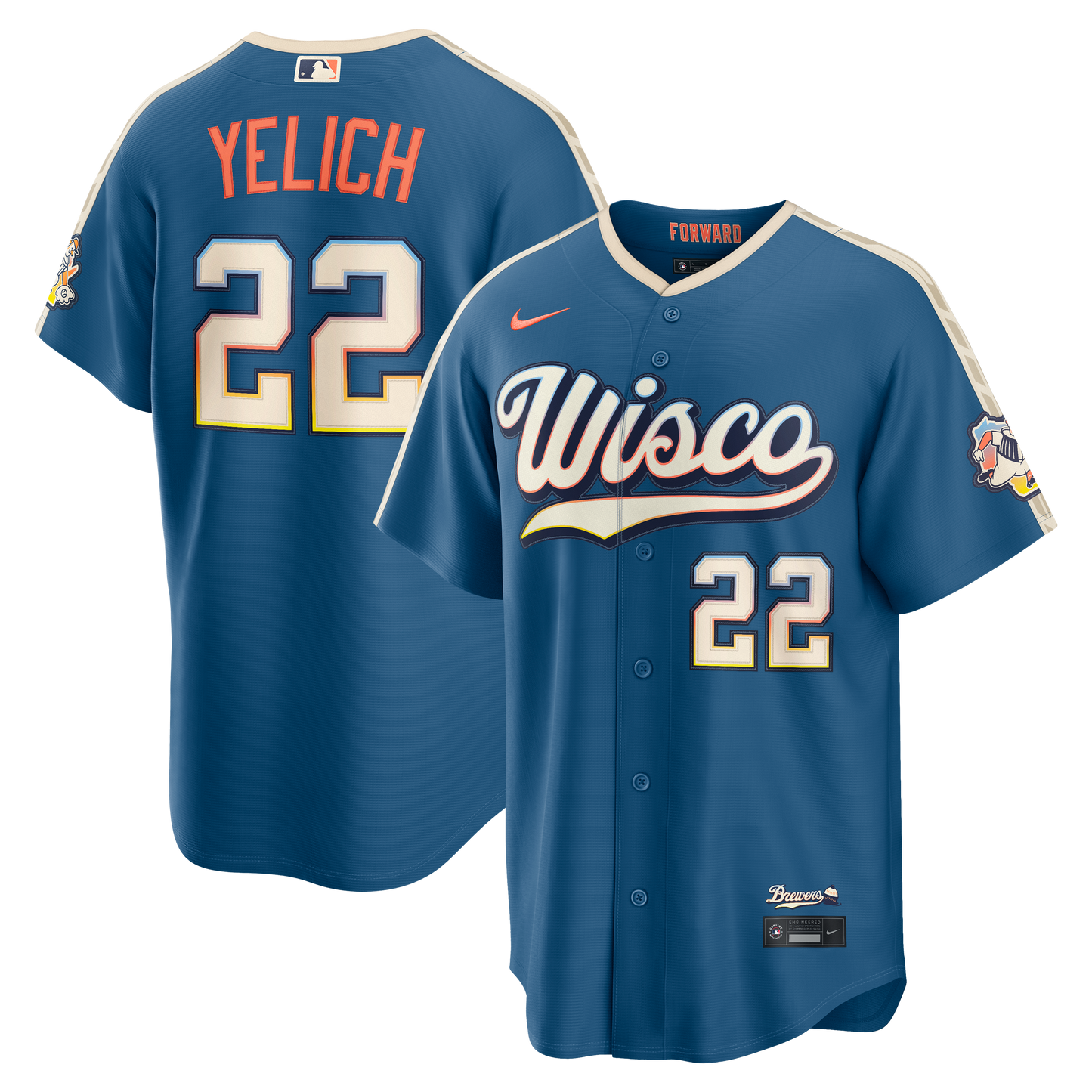 Men's Milwaukee Brewers Christian Yelich Mineral Blue 2026 City Connect Stadium Jersey