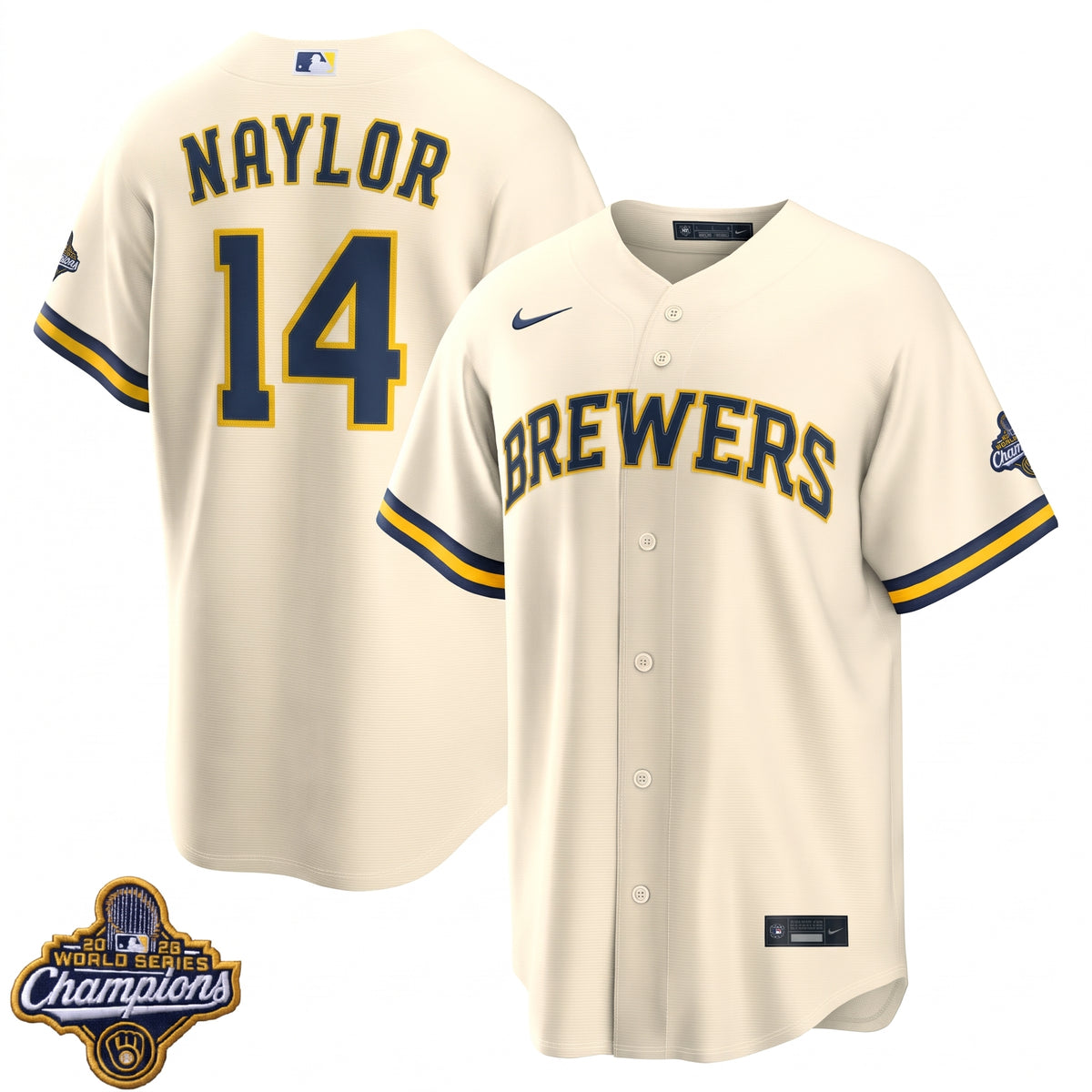 Men's Bo Naylor Milwaukee Brewers 2026 World Series Champions Home Jersey