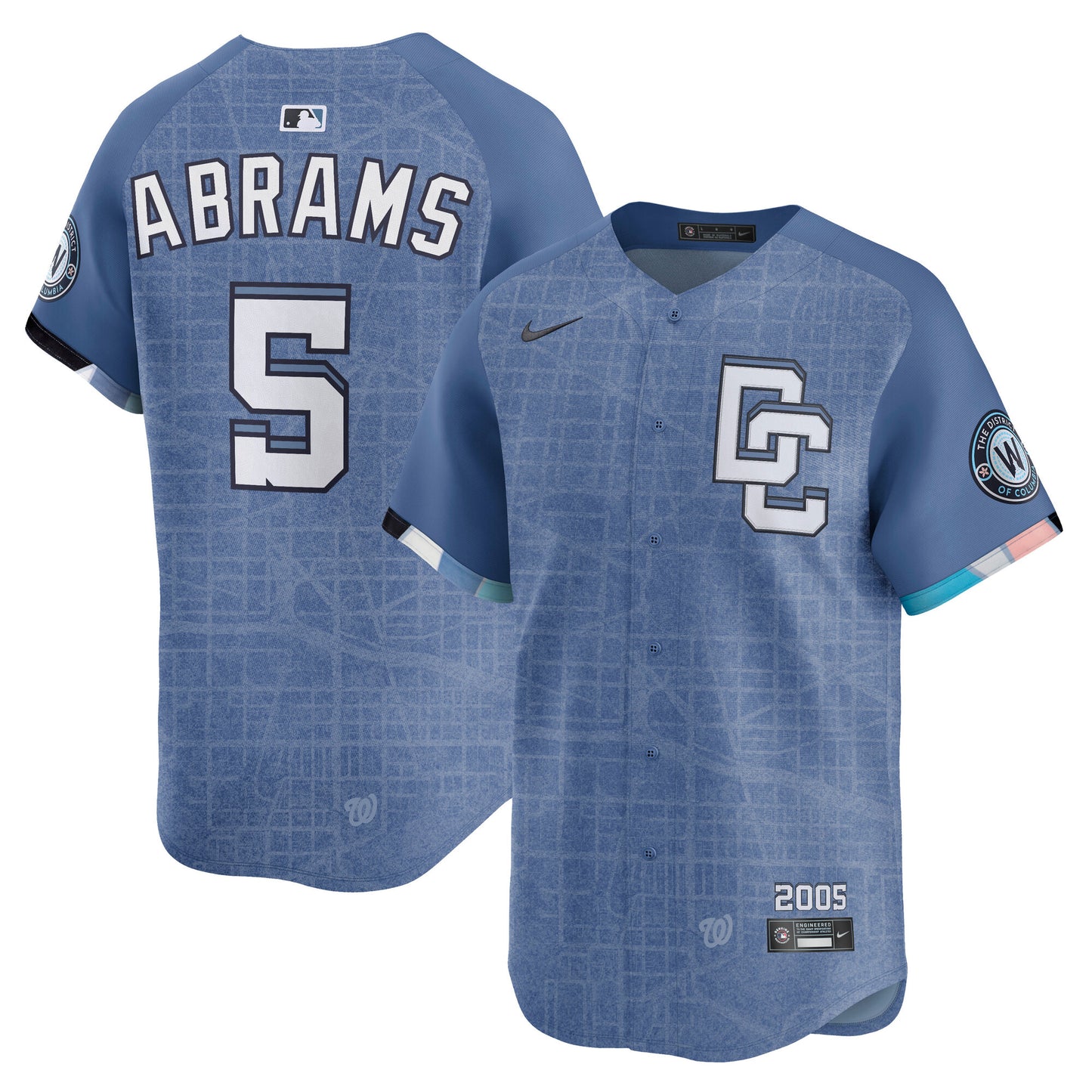 Men's Washington Nationals CJ Abrams Blue 2025 City Connect Jersey