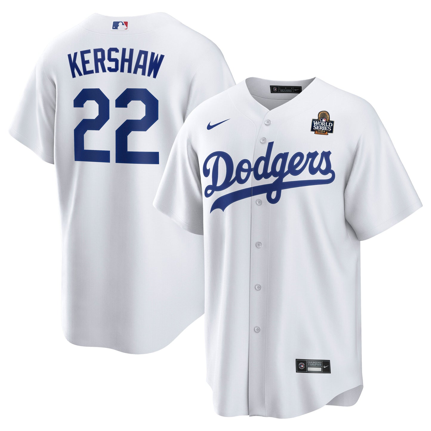 Men's Los Angeles Dodgers Clayton Kershaw White 2024 World Series Home Player Jersey