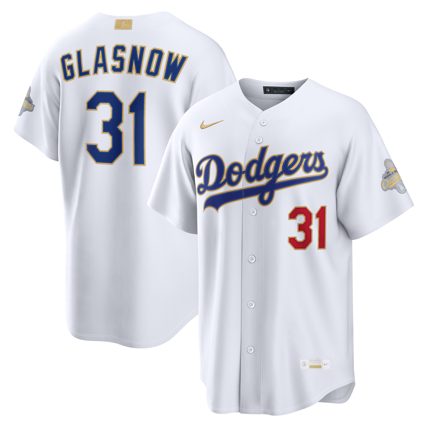 Men's Los Angeles Dodgers Tyler Glasnow White 2026 Gold Collection Stadium Jersey