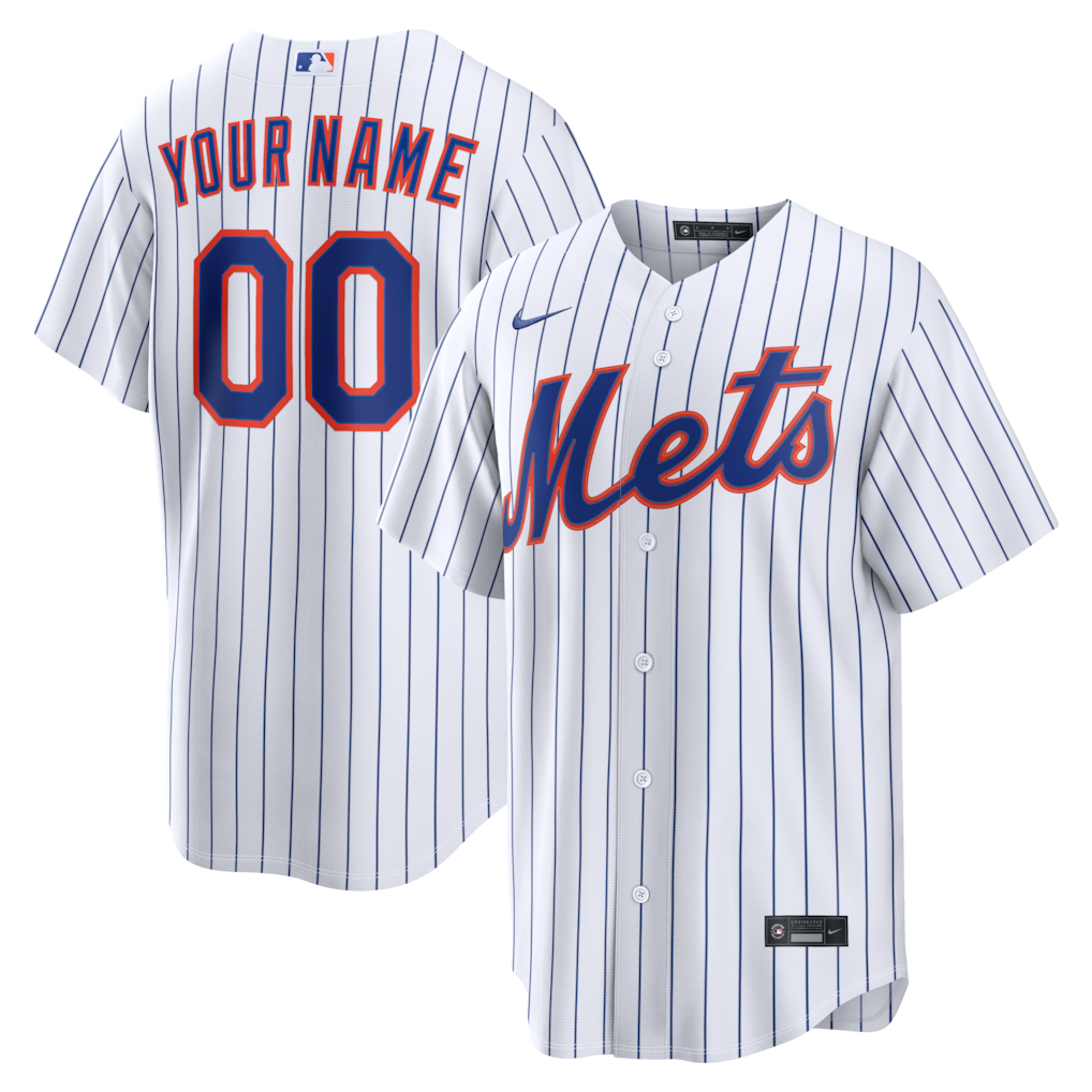 Men's New York Mets White Home Replica Custom Jersey