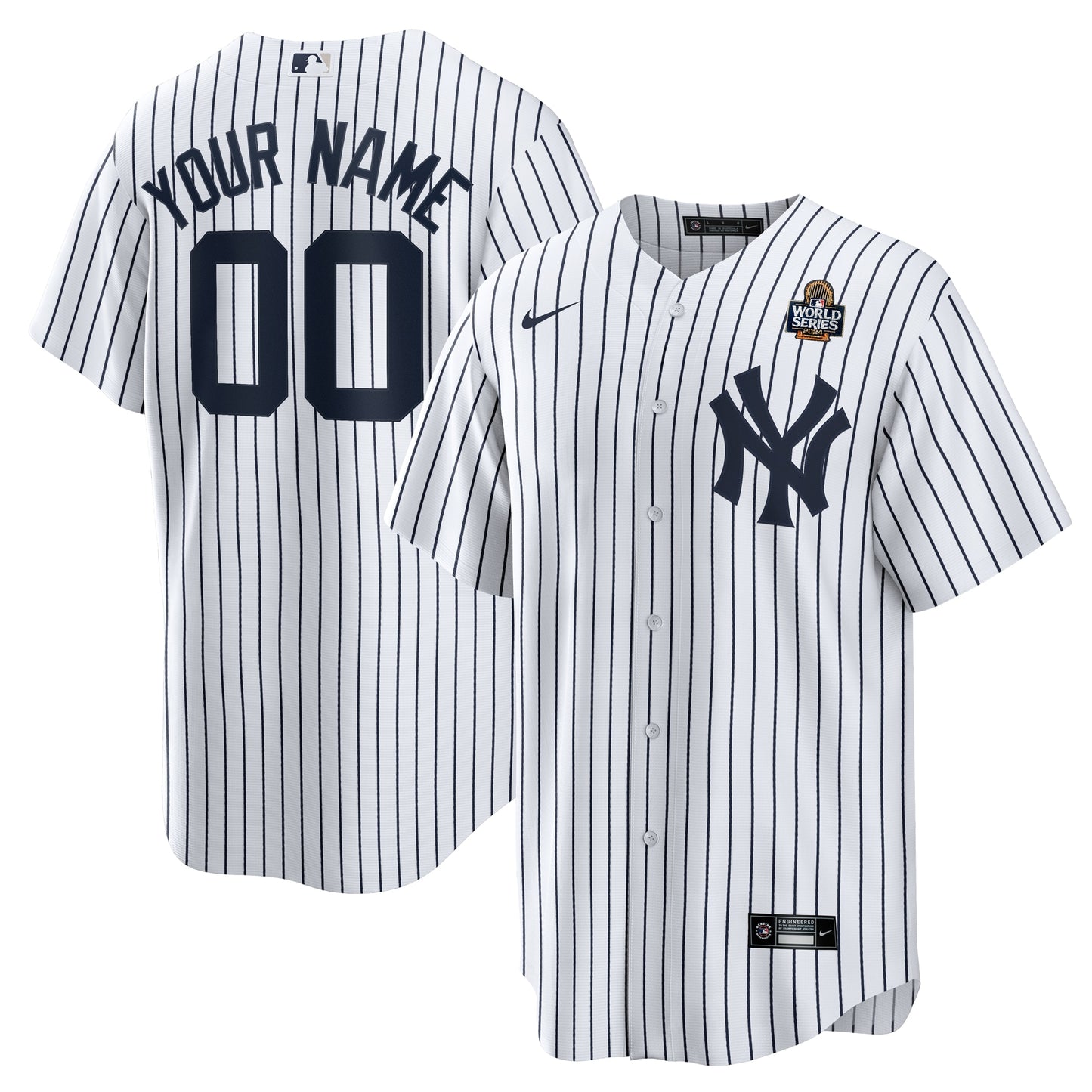 Men's New York Yankees White 2024 World Series Home Custom Jersey