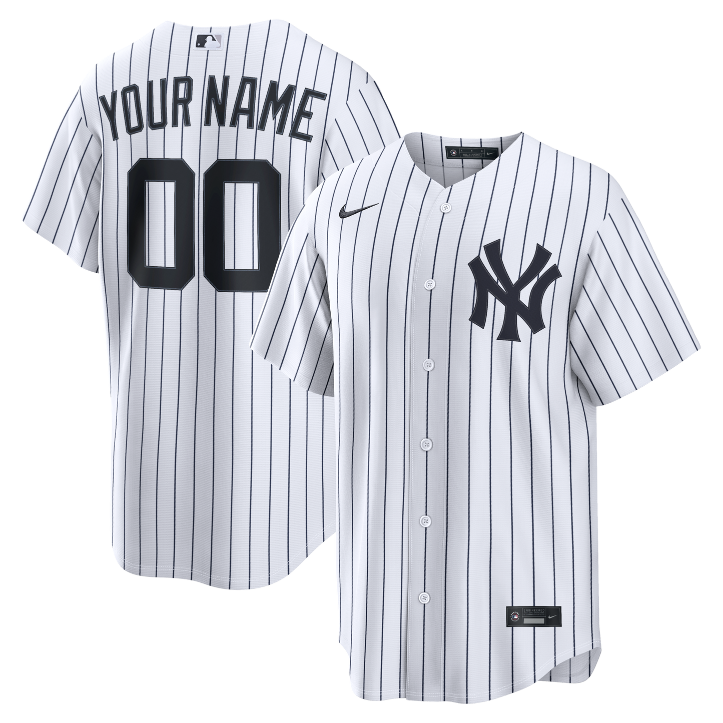 Men's New York Yankees White Home Replica Custom Jersey