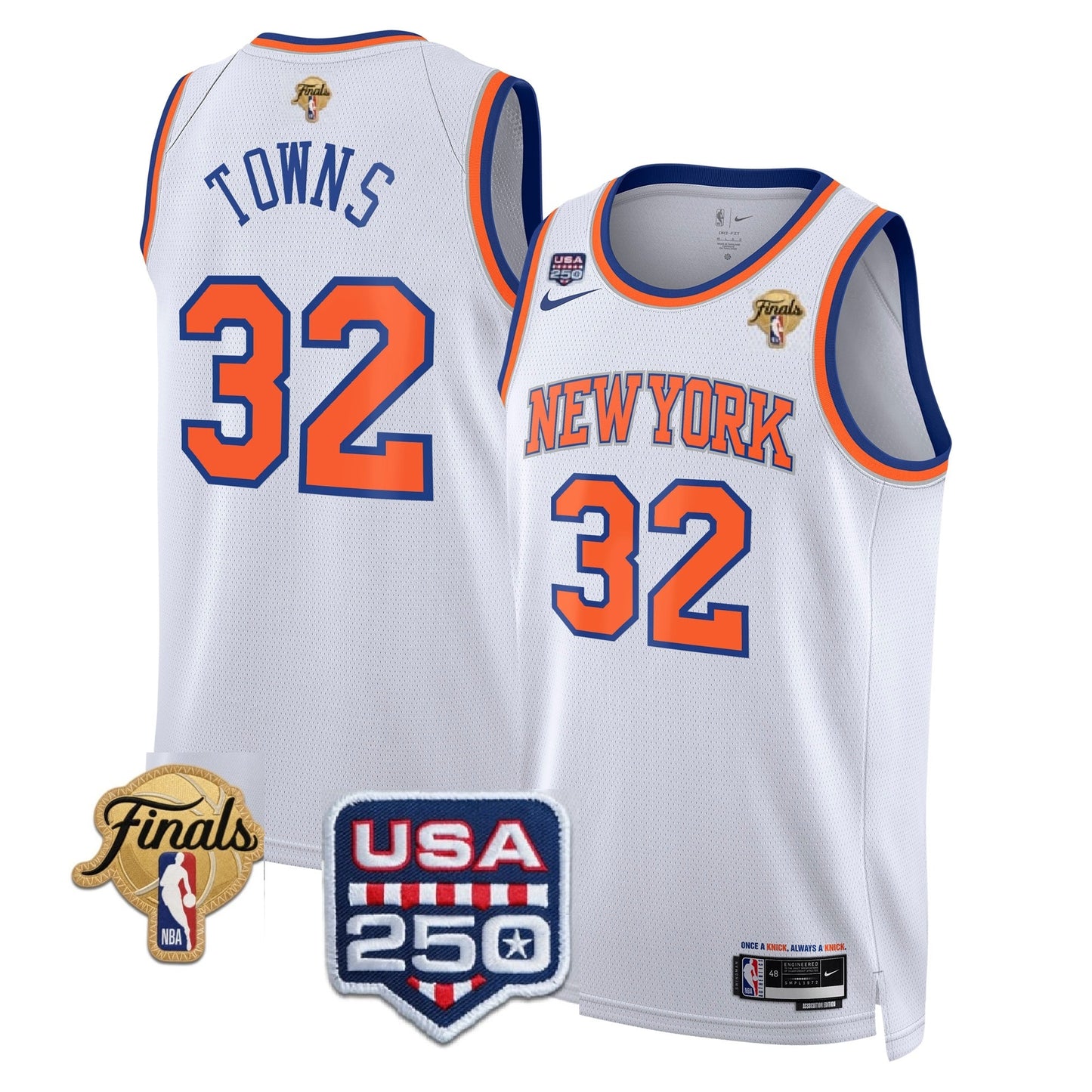 Men's NY Knicks K.A. Towns White jersey