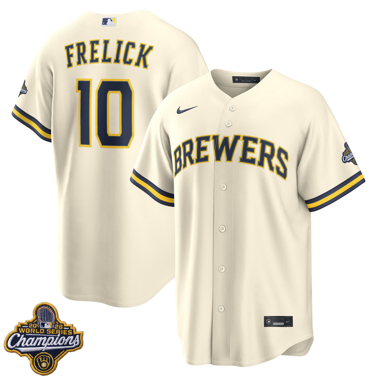 Men's Sal Frelick Milwaukee Brewers 2026 World Series Champions Home Jersey