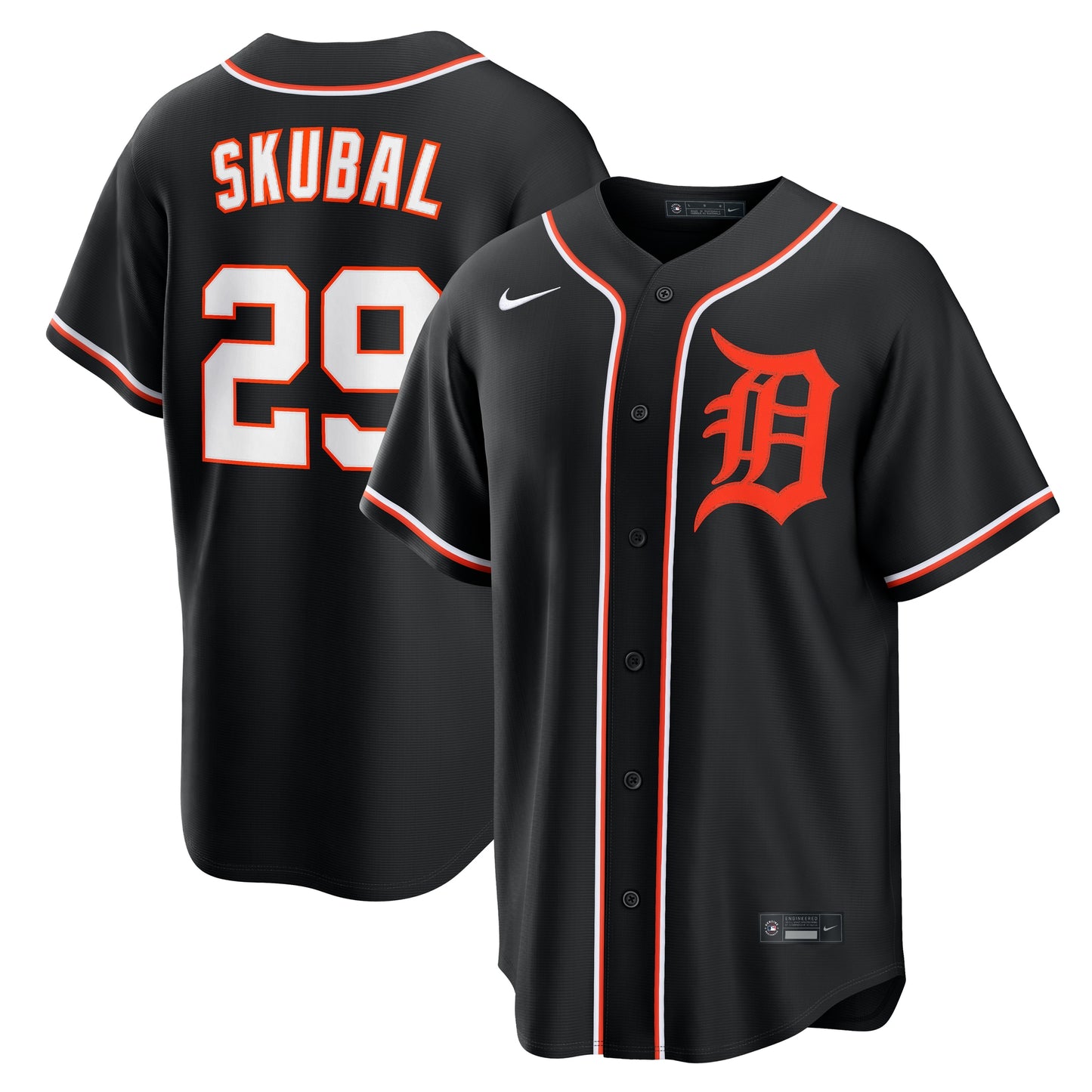 Men's Detroit Tigers Tarik Skubal Fashion Black Out Jersey