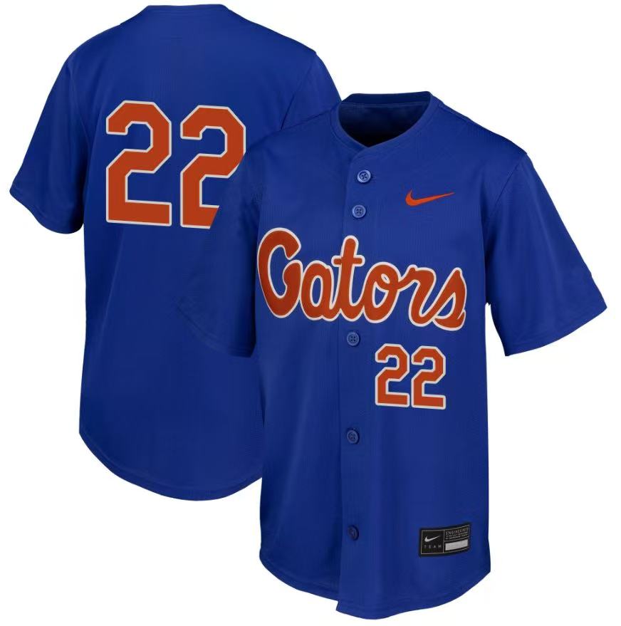 Men's #22 Royal FL Gators Baseball Jersey