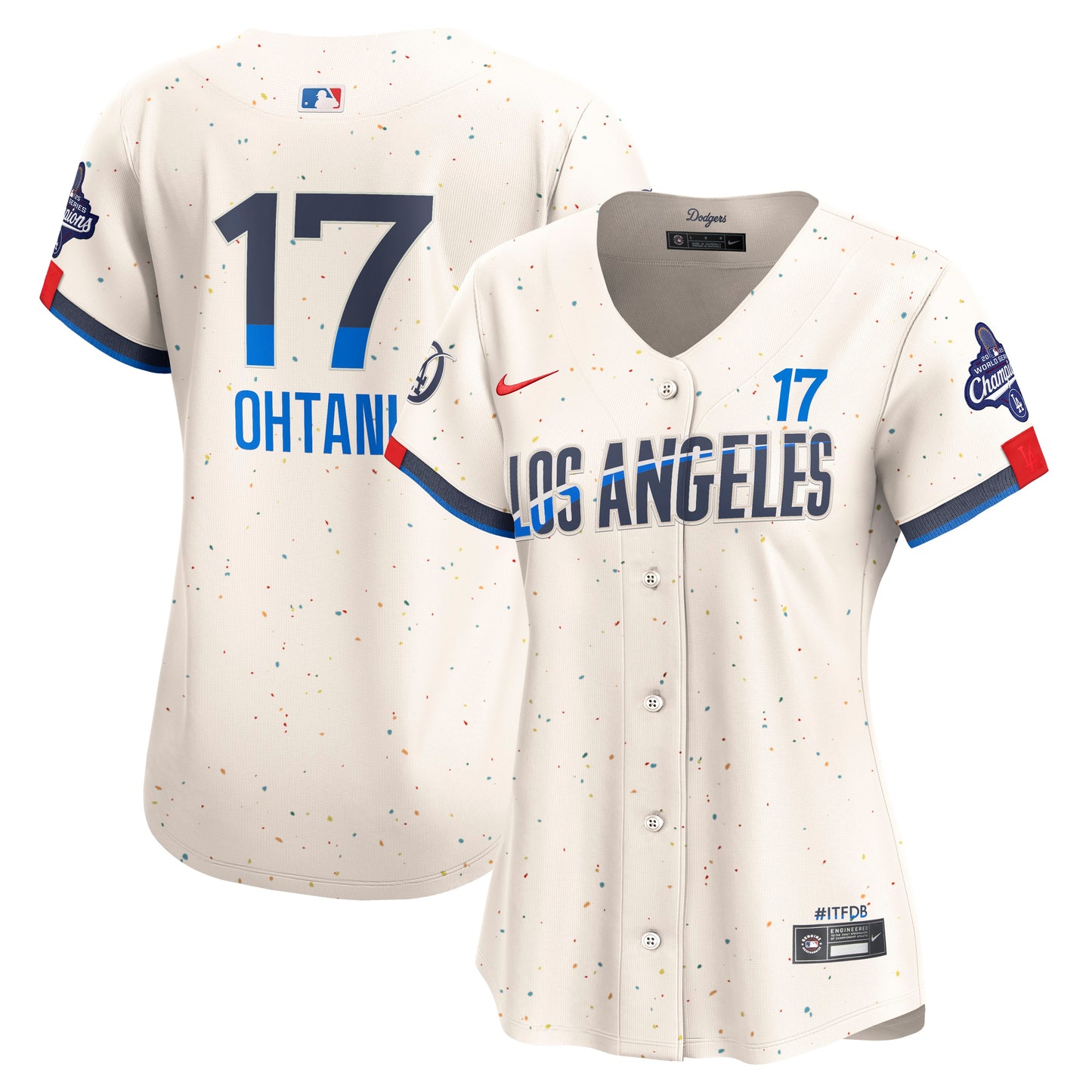 Women's Los Angeles Dodgers Shohei Ohtani Cream 2025 World Series Champions Jersey