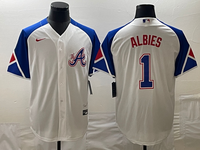 Men's Atlanta Braves Ozzie Albies White 2023 City Connect Player Jersey