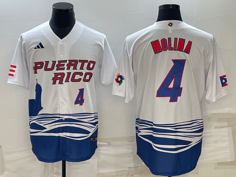 Men's Yadier Molina White Puerto Rico Baseball 2023 World Baseball Classic Replica Jersey
