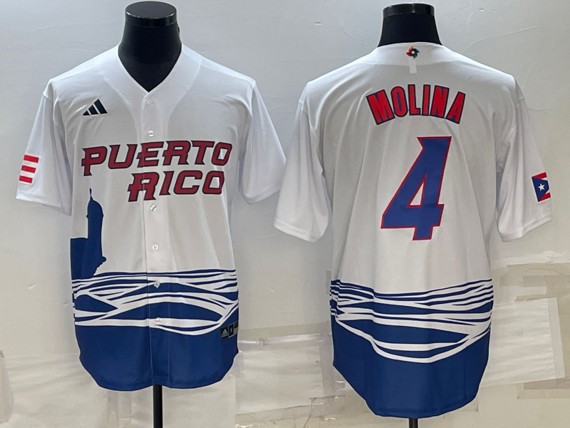 Men's Yadier Molina White Puerto Rico Baseball 2023 World Baseball Classic Replica Jersey