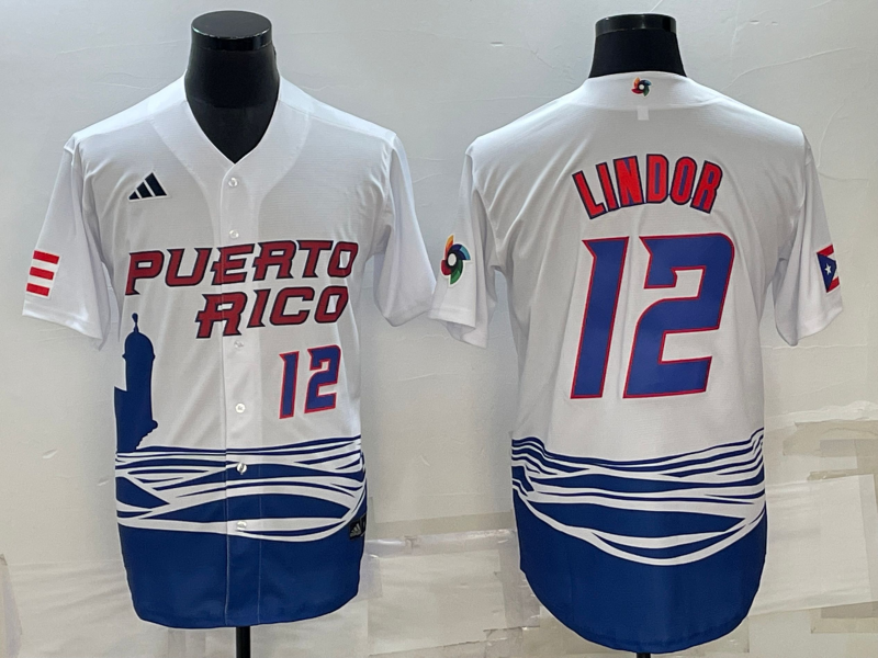 Men's Francisco Lindor Puerto Rico Baseball 2023 World Baseball Classic Replica Jersey
