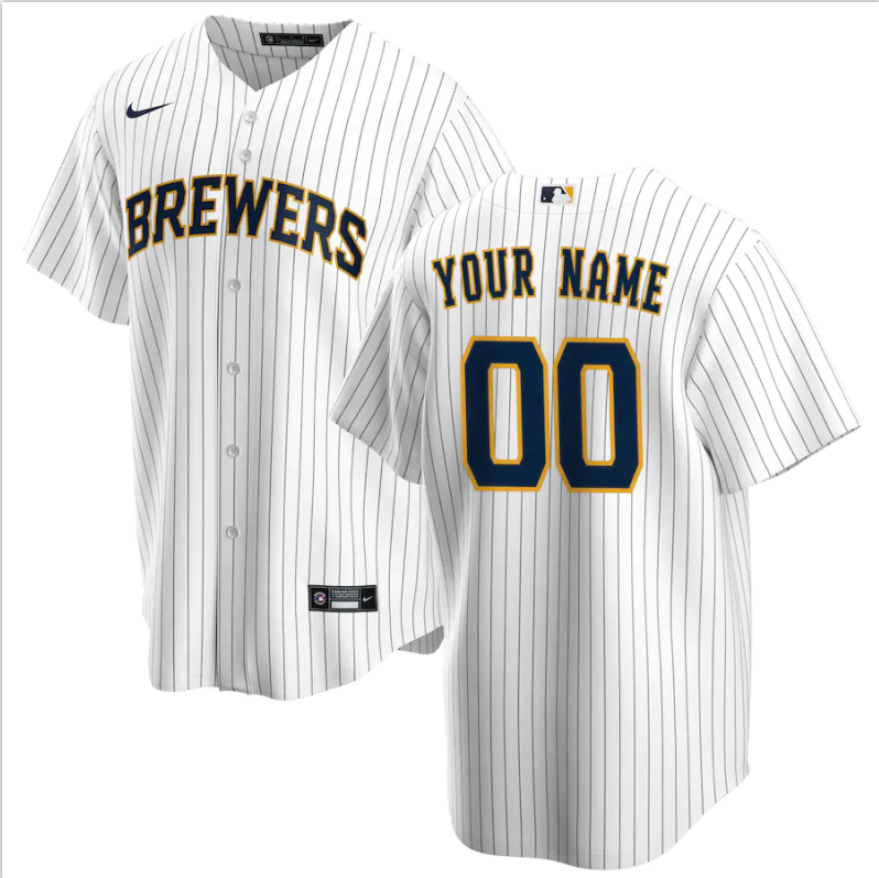 Men's Player_NAME #00 Custom Milwaukee Brewers Player White Jersey