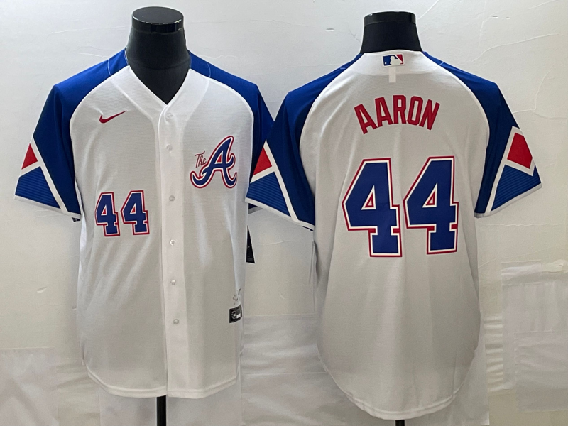 Men's Atlanta Braves Hank Aaron White 2023 City Connect Player Jersey