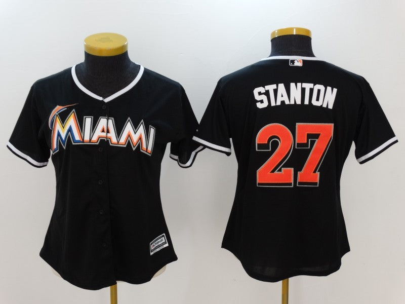 Women's Giancarlo Stanton Miami Marlins Player Black Jersey