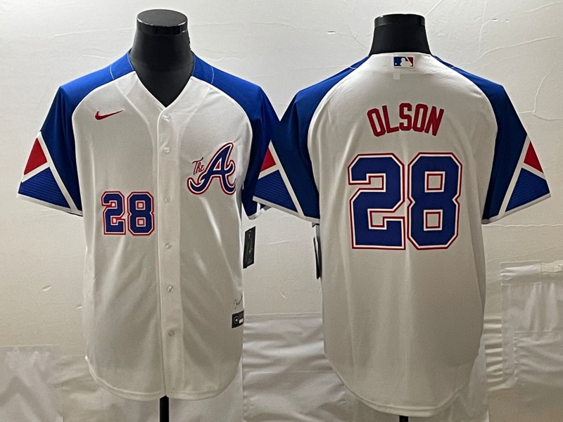 Men's Atlanta Braves Matt Olson White 2023 City Connect Player Jersey