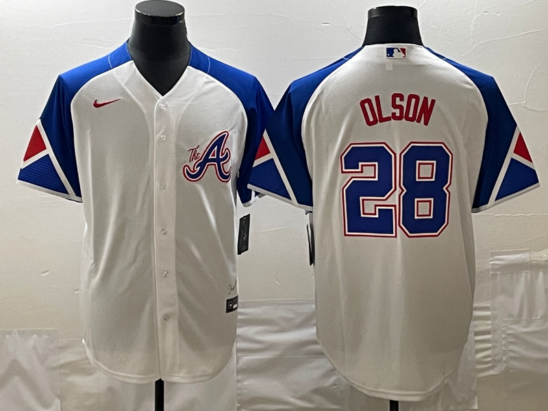Men's Atlanta Braves Matt Olson White 2023 City Connect Player Jersey