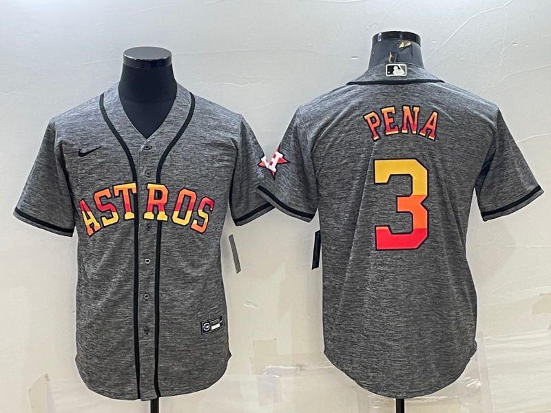 Men's Jeremy Pena #3 Houston Astros 2022 World Series Player Jersey -Gray