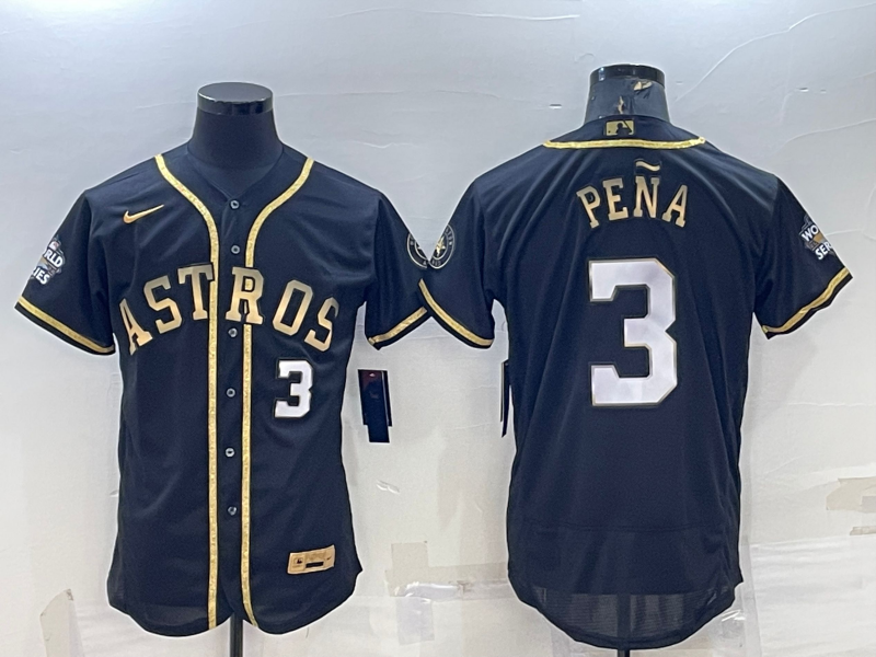 Men's Jeremy Pena #3 Houston Astros 2022 World Series Player Jersey -Black