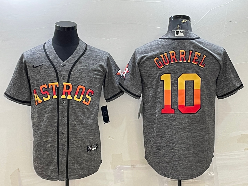 Men's Houston Astros Yuli Gurriel #10 2022 World Series Player Jersey -Gray