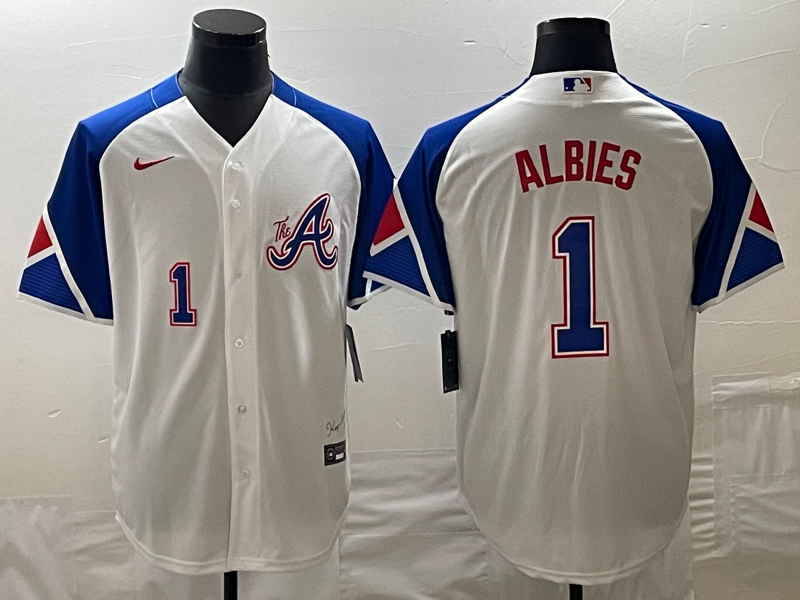 Men's Atlanta Braves Ozzie Albies White 2023 City Connect Player Jersey