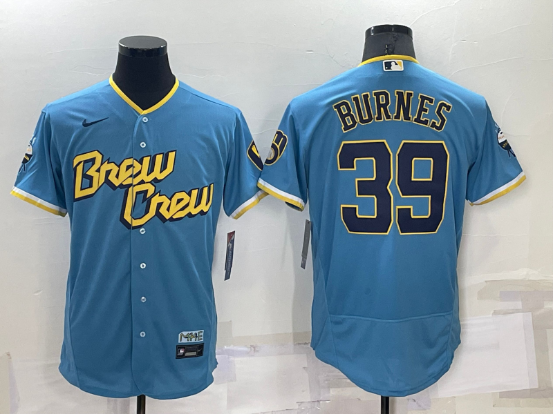 Men's Milwaukee Brewers Corbin Burnes Powder Blue 2022 City Connect Replica Player Jersey