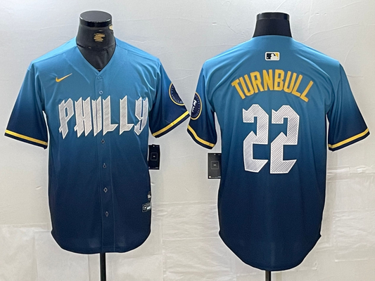 Men's Spencer Turnbull Philadelphia Phillies  Blue 2024 City Connect Player Jersey