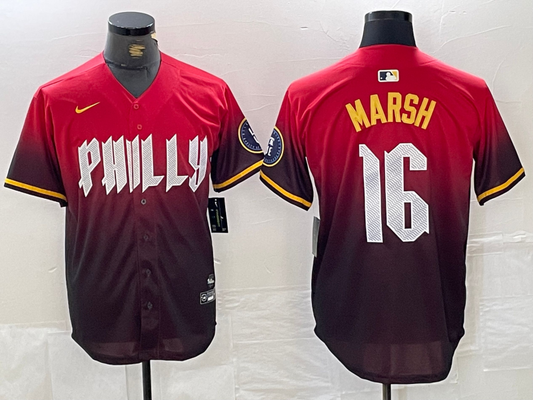 Men's Philadelphia Phillies BRANDON MARSH RED 2024 City Connect Player Jersey