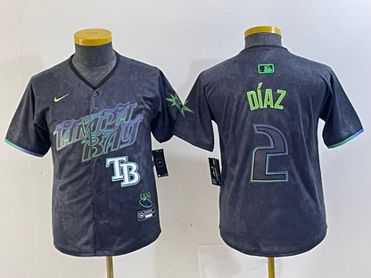 YOUTH YANDY DIAZ Tampa Bay Rays  Charcoal 2024 City Connect Player Jersey