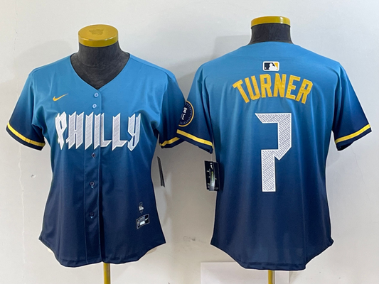 Women's Trea Turner Philadelphia Phillies  Blue 2024 City Connect Player Jersey