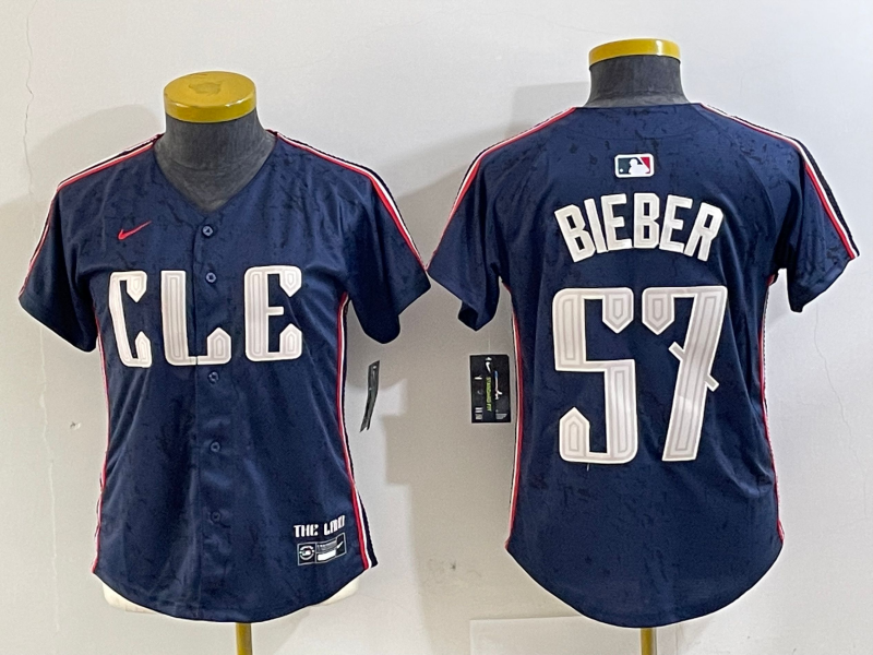 Women's Shane Bieber Cleveland Guardians Navy 2024 City Connect Jersey