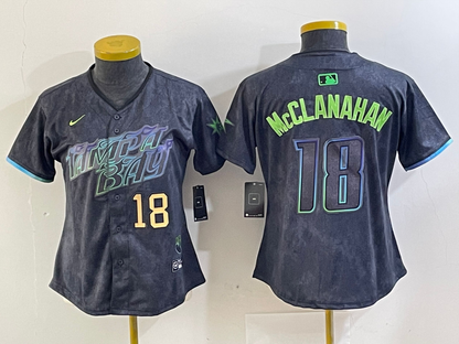 Women's Shane McClanahan Tampa Bay Rays  Charcoal 2024 City Connect Player Jersey