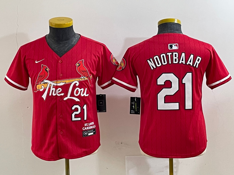 Youth St. Louis Cardinals Lars Nootbaar Red 2024 City Connect Player Jersey