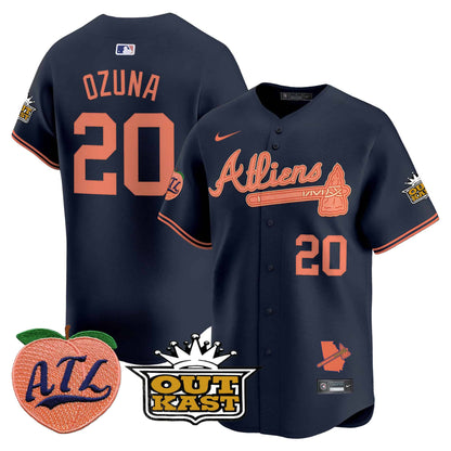 Men’s Marcell Ozuna Atlanta Braves Atliens & Peach Vapor Premier Jersey – All Stitched