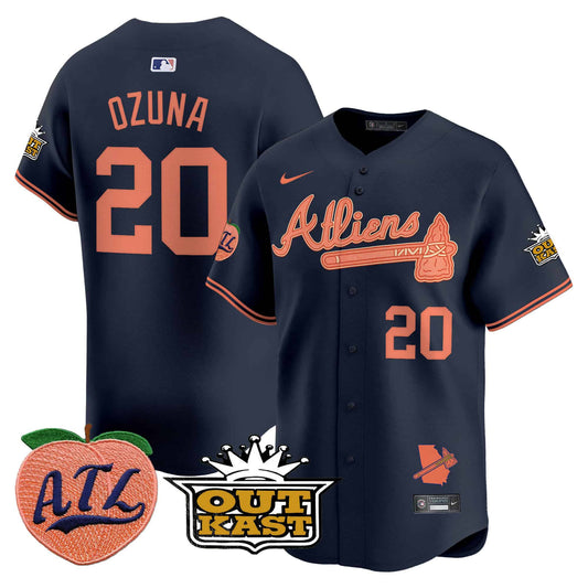Men’s Marcell Ozuna Atlanta Braves Atliens & Peach Vapor Premier Jersey – All Stitched