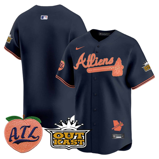 Men’s Atlanta Braves Atliens & Peach Vapor Premier Jersey – All Stitched