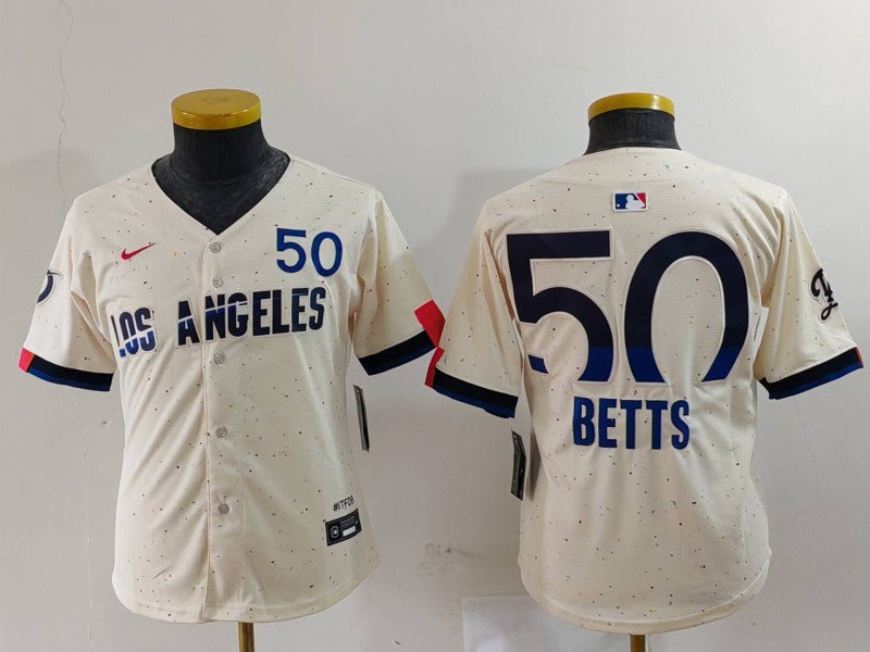 Youth Mookie Betts Los Angeles Dodgers Cream 2024 City Connect Player Jersey