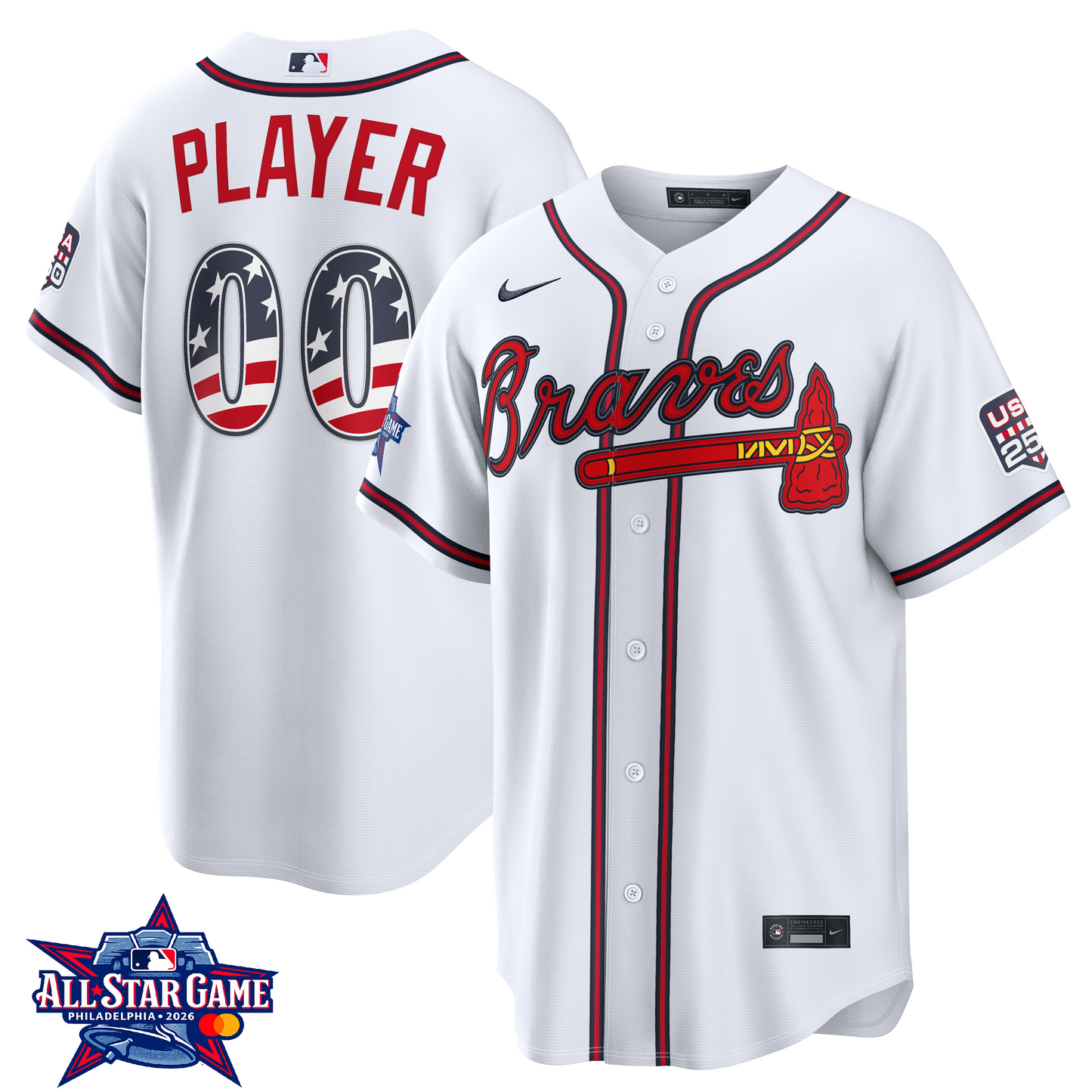 Men's Atlanta Braves 2026 All-Star Edition Stars & Stripes CUSTOM Jersey