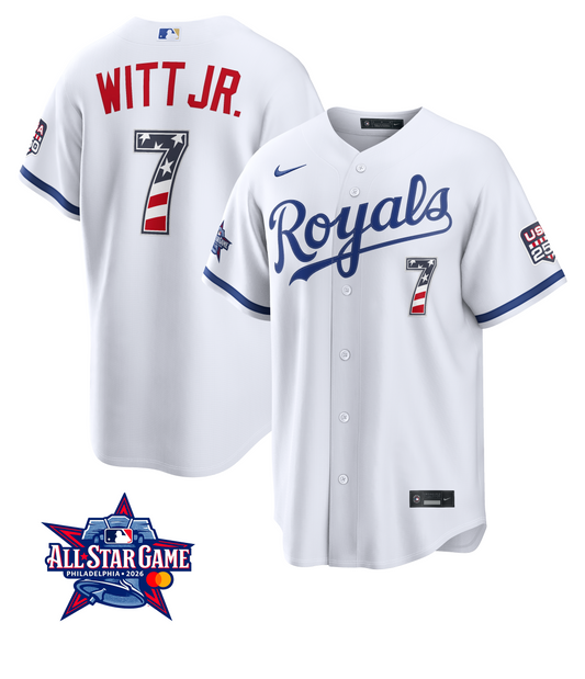 Men's Kansas City Royals Bobby Witt Jr. 2026 All-Star Edition Stars & Stripes Home Jersey