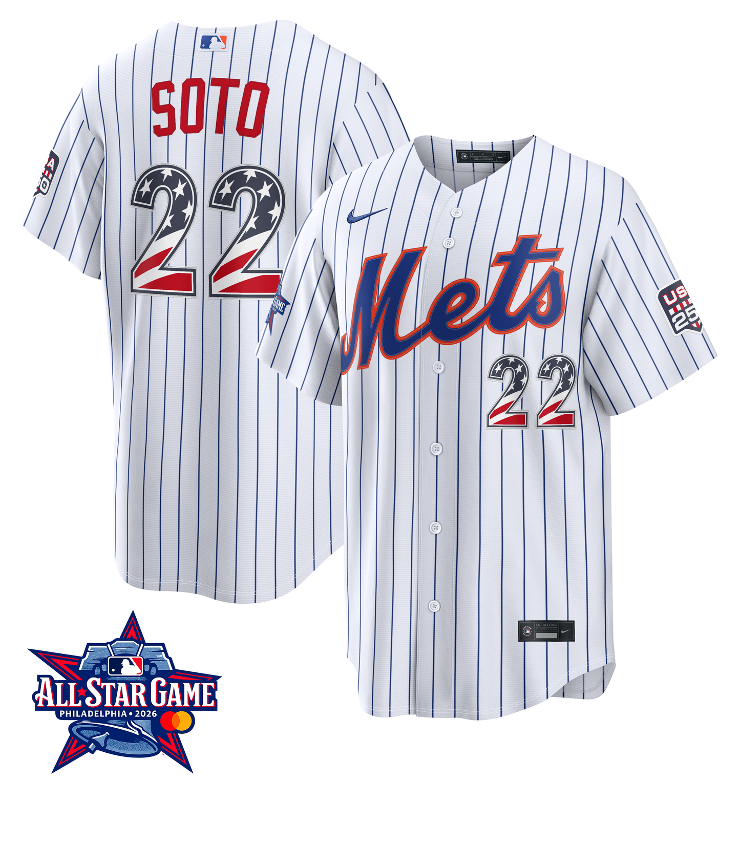 Men's New York Mets Juan Soto 2026 All-Star Edition Stars & Stripes Home Jersey