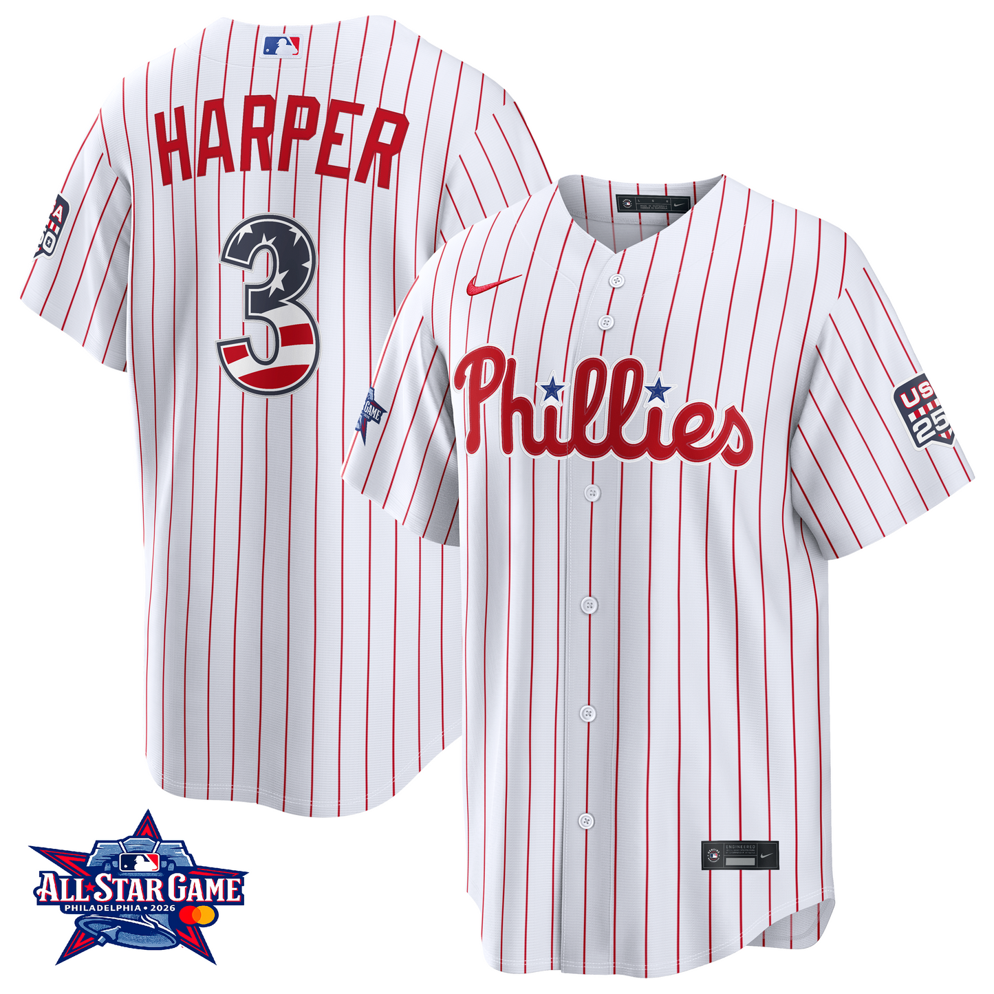 Men's Philadelphia Phillies Bryce Harper 2026 All-Star Edition Stars & Stripes Jersey