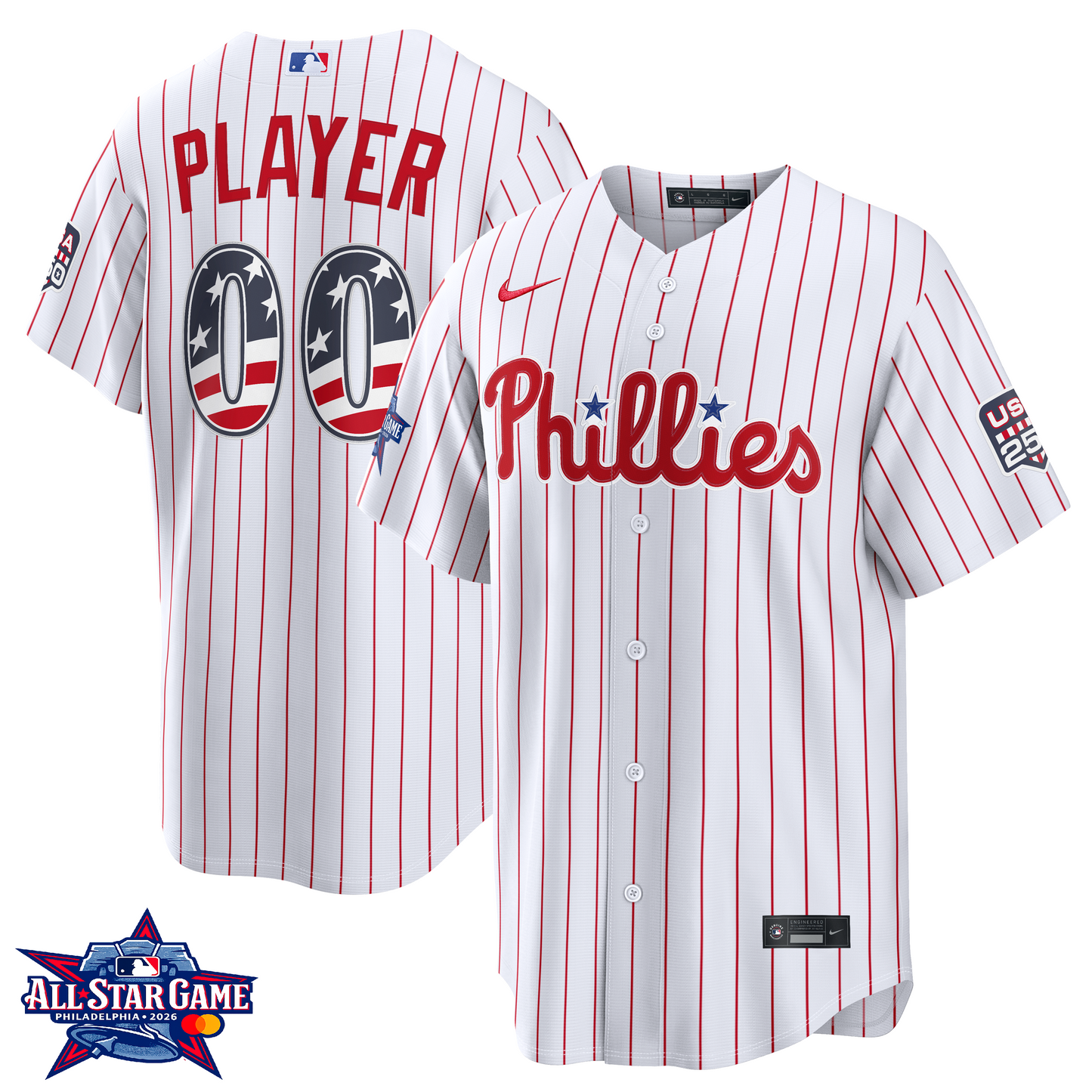 Men's Philadelphia Phillies 2026 All-Star Edition Stars & Stripes CUSTOM Jersey