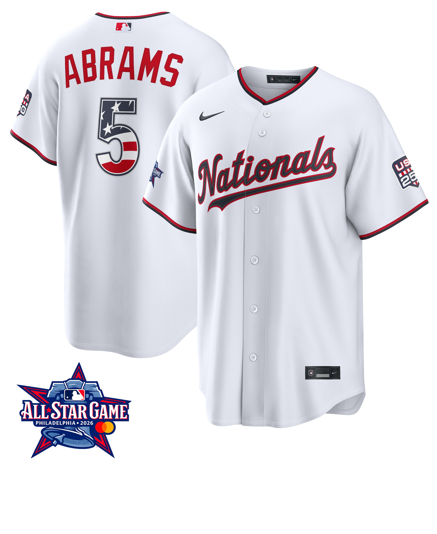 Men's Washington Nationals CJ Abrams 2026 All-Star Edition Stars & Stripes Home Jersey