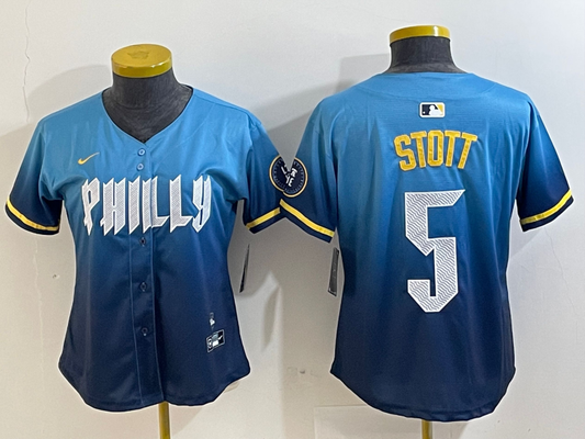 WOMEN Bryson Stott Philadelphia Phillies  Blue 2024 City Connect Player Jersey