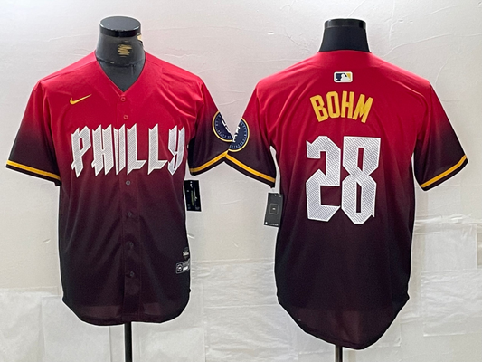 Men's Philadelphia Phillies Alec Bohm RED 2024 City Connect Player Jersey