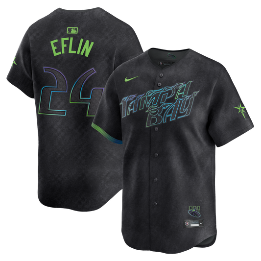 Men's Tampa Bay Rays ZACH EFLIN Charcoal 2024 City Connect Player Jersey